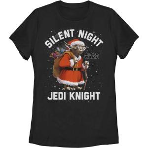 Детская футболка с рисунком Star Wars Silent Knight Yoda Holiday Star Wars, черный