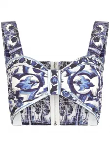 Топ-бралетт с принтом Majolica DOLCE & GABBANA, синий