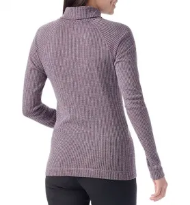 Женский термосвитер из мериносовой шерсти Smartwool в рубчик с высоким воротником, цвет Chalk Violet Heather