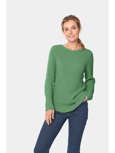 Короткий размер: облегающий фигуру хлопковый свитер зеленого цвета. GOLDNER