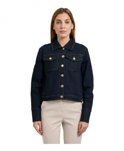 Синяя джинсовая куртка с застежкой на пуговицы. Fracomina, синий