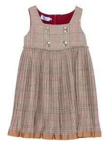 Платье в клетку со складками Mi Mi Sol, коричневый