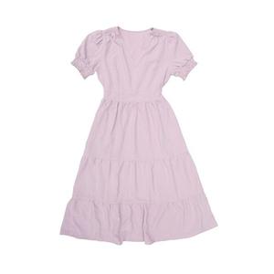 Женское летнее платье casual с коротким рукавом, v-образным вырезом и сборками Inspire Chic, Pink