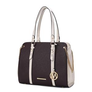 Женская сумка-шоппер Amy из веганской кожи с цветными блоками MKF Collection By Mia K., Chocolate