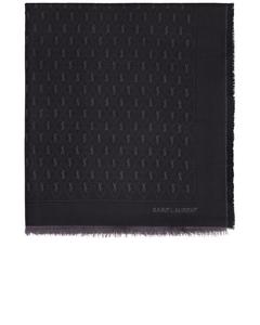 Шарф с монограммой Saint Laurent, черный/темно-серый