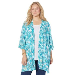 Женское длинное кимоно на свежем воздухе Caterinas больших размеров Catherines, цвет Brilliant Blue Foliage