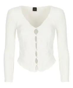 Белый вискозный кардиган с асимметричным подолом Pinko, белый