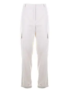 Брюки в полоску с накладными карманами Eleventy, слоновая кость