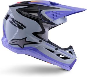 Детский шлем Alpinestars SM3 Jettson, сертифицированный по стандартам ECE/DOT., Gray/Purple/Black Glossy
