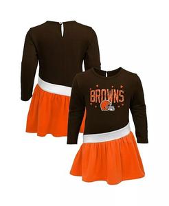 Платье для девочек, коричневое, оранжевое, Cleveland Browns Heart to Heart Jersey Tri-Blend Outerstuff
