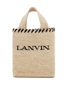 Сумка-тоут из рафии с логотипом Lanvin, нейтральный