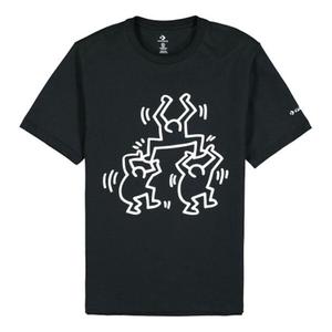 Футболка (WMNS) Men's Converse x Keith Haring Crossover Cartoon Pattern Round Neck Short Sleeve Black, черный