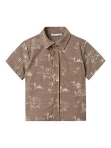 Рубашка на пуговицах классического кроя NAME IT, коричневый