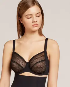 Бюстгальтер максимальной поддержки на косточках без подкладок из кружевной ткани Gisela, черный