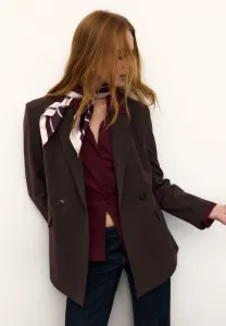 Полосатое короткое пальто Stradivarius, Mottled Brown