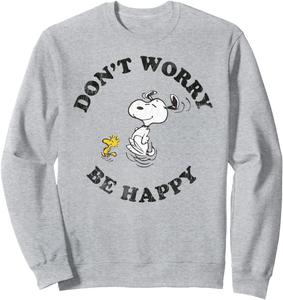 Толстовка Peanuts Snoopy and Woodstock Running Dont Worry Be Happy, серая