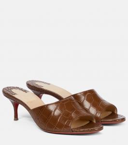 Сандалии East Mule 55 из кожи с эффектом крокодила Christian Louboutin, Biscotto