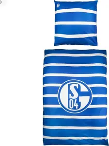 Постельное белье ФК Шальке 04 в полоску 135x200+80x80 FC Gelsenkirchen-Schalke 04