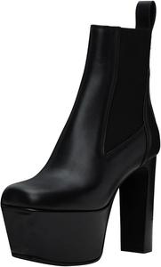 Женские ботильоны FOWT на толстой платформе, с высокой массивной шпилькой, круглым носком и эластичной голенью, вечерние стильные туфли, размер 4-16 US