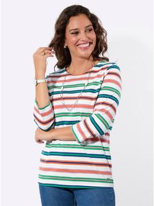 Рубашка с круглым вырезом в полоску цвета экрю и пыльной розы WITT WEIDEN