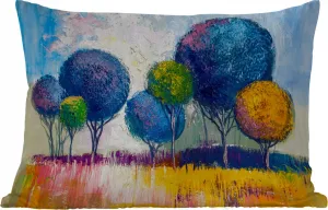 Подушка для улицы - Живопись - Масляная краска - Дерево - Природа - 50x30 см - Устойчива к атмосферным воздействиям - Подушка для отдыха - Подушка для дивана - Украшение для гостиной MuchoWow