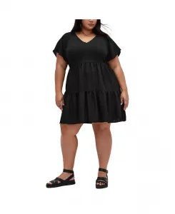 Мини-платье больших размеров с оборками CITY CHIC, черный