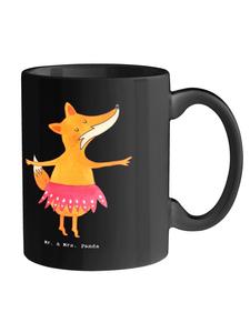 Кружка для кофе "Танцевальный тренажер" в форме сердца с надписью на черном фоне Mr. & Mrs. Panda
