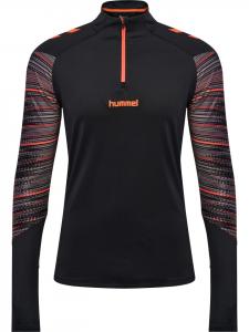 Hummel Толстовка на молнии до середины груди с отверстиями для больших пальцев, модель Hmlblaze для взрослых, в черно-оранжевом цвете