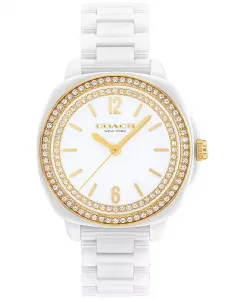 Женские часы Kitt с белым керамическим браслетом, 34 мм Coach, white