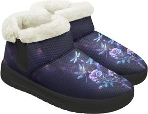 Женские зимние ботинки теплые, удобные, с противоскользящей подошвой, с плюшевой подкладкой, короткие, на щиколотку, для зимнего отдыха на улице Gdxynsmny, Rose Dragonflies