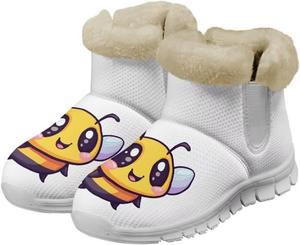 Женские зимние сапоги Jeiento Fashion, комфортные теплые зимние сапожки, удобные, противоскользящие, с мягким внутренним материалом, на плоской подошве, Cute Cartoon Bee