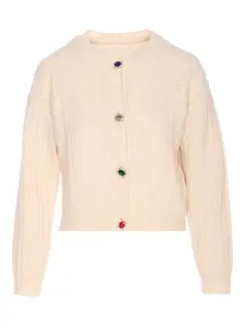 Кардиган с косами и украшениями Liu Jo, кремовый