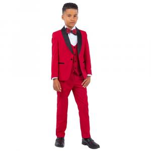 Однотонный смокинг для мальчика из 5 предметов Stacy Adams с классической рубашкой и галстуком-бабочкой, красный