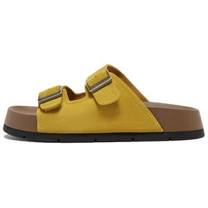 BASTO Женские кожаные пэчворк бесшумные шлепанцы желтые, цвет Yellow