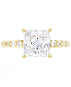 Помолвочное кольцо с кубическим цирконием огранки «кушон» из стерлингового серебра с покрытием из 14-каратного золота Macy'S, gold