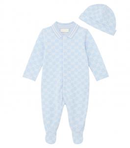 Детский хлопковый боди и шапочка Baby GG Gucci Kids, Baby Blue/White