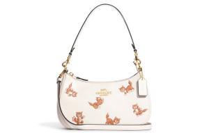 Сумка через плечо из телячьей кожи Teri, средний размер, женская, мелово-белый принт COACH