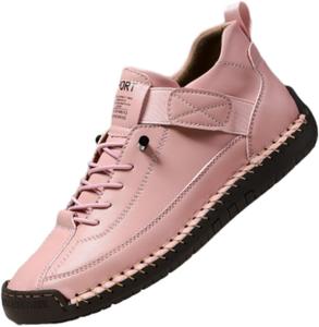 Ортопедические кроссовки, 2025 года, ручная работа, мягкие с поддержкой свода стопы, кожаные ботинки и обувь для женщин и мужчин Fokzih, розовый