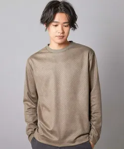 Длинная футболка с тисненым рисунком рыси из искусственной замши Union Station, цвет Dark Beige