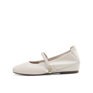 Туфли Мэри Джейн женские BOERDIQI, Beige (Fully Lined With Sheepskin Inside And Out)