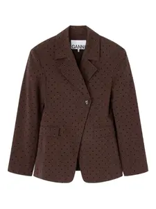 Однобортный блейзер в горох Ganni, коричневый