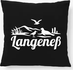 Подушка Huuraa Langeneß Beach Motif Gift 40x40 см с наполнителем Black Cotton Langeneß Decor Hellweg Druckerei