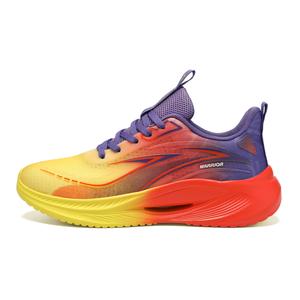 Износостойкие дышащие легкие мужские кроссовки Low Top WARRIOR, оранжевый желтый/фиолетовый
