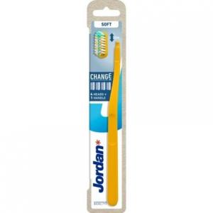 Мягкая зубная щетка Jordan Change с 4 сменными насадками — разные цвета, Orkla