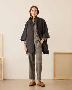 Гладкий плащ с контрастной отделкой Stella Rittwagen, антрацитовый