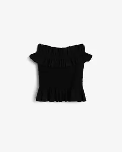 Женская хлопковая футболка с присборенным корпусом Scalpers, черный