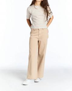 Девчачьи укороченные джинсы с высокой посадкой, прямым кроем и широкими штанинами цвета хаки Tractr