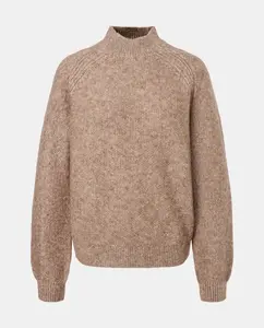 Женский джемпер с воротником Перкинс и трикотажной структурой Easy Wear, коричневый