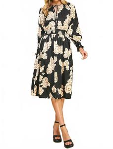 Платье миди с цветочным принтом черного цвета Pinch, черный