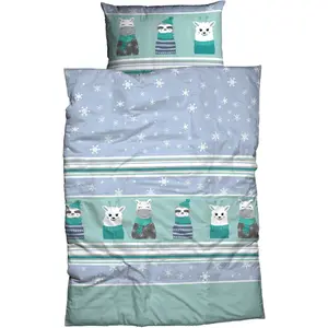 Постельное белье CASATEX «Ниса», забавный, милый, жизнерадостный дизайн, синий/мятный